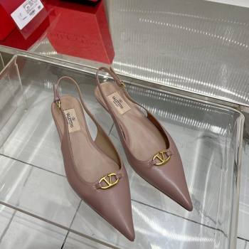 Valentino The Bold Edition VLogo Slingback Pumps 3cm in Calfskin Nude 2024 0227 (ZN-240227056)