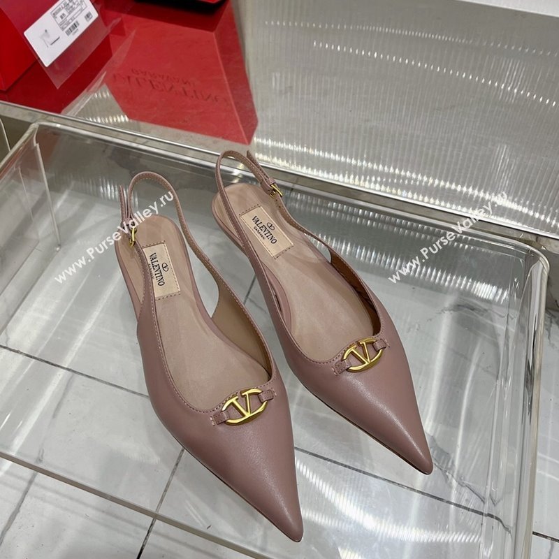 Valentino The Bold Edition VLogo Slingback Pumps 3cm in Calfskin Nude 2024 0227 (ZN-240227056)
