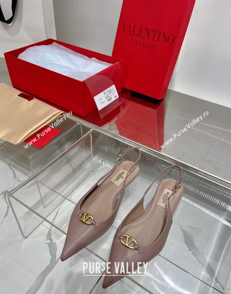 Valentino The Bold Edition VLogo Slingback Pumps 3cm in Calfskin Nude 2024 0227 (ZN-240227056)