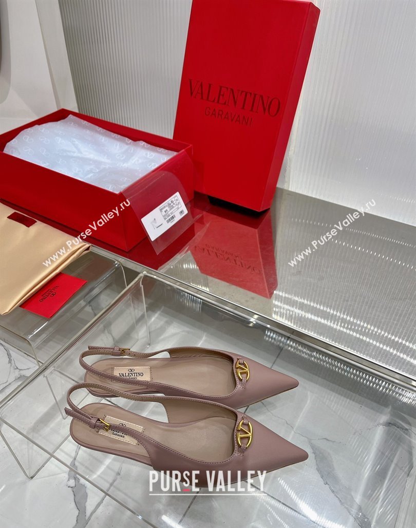 Valentino The Bold Edition VLogo Slingback Pumps 3cm in Calfskin Nude 2024 0227 (ZN-240227056)