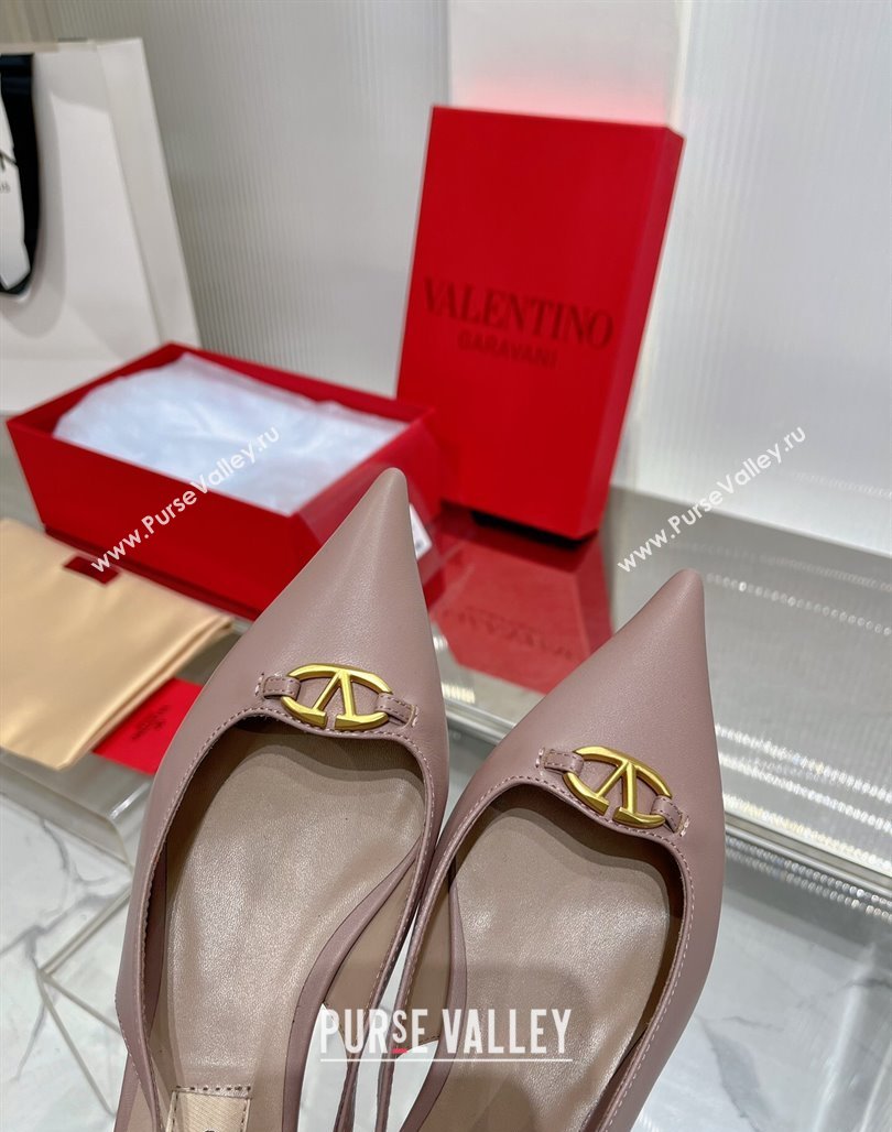 Valentino The Bold Edition VLogo Slingback Pumps 3cm in Calfskin Nude 2024 0227 (ZN-240227056)