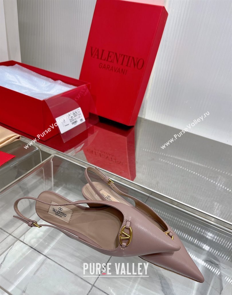 Valentino The Bold Edition VLogo Slingback Pumps 3cm in Calfskin Nude 2024 0227 (ZN-240227056)