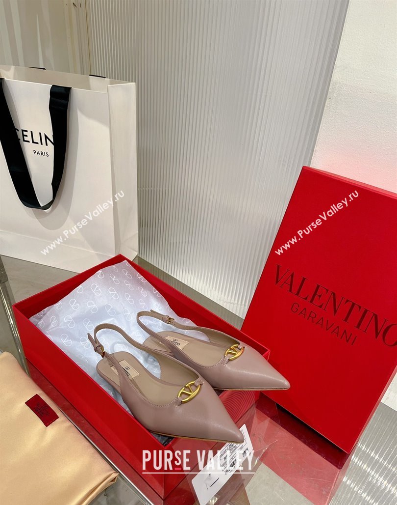 Valentino The Bold Edition VLogo Slingback Pumps 3cm in Calfskin Nude 2024 0227 (ZN-240227056)