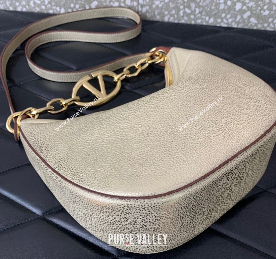 Valentino VLogo Moon Mini Hobo Bag in Nappa Leather with Chain Gold 2024 VLTN0096 (LN-240313023)
