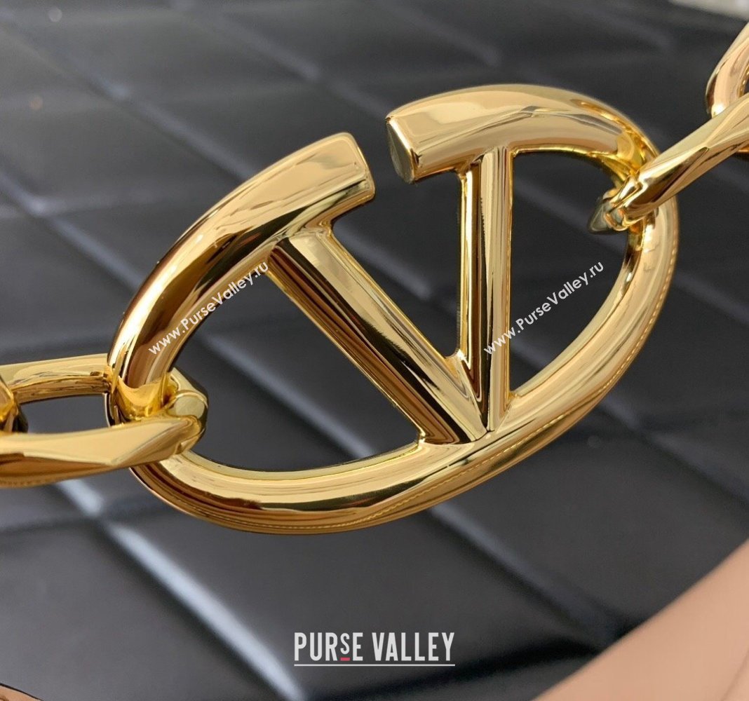 Valentino VLogo Moon Mini Hobo Bag in Nappa Leather with Chain Nude 2024 VLTN0096 (LN-240313024)