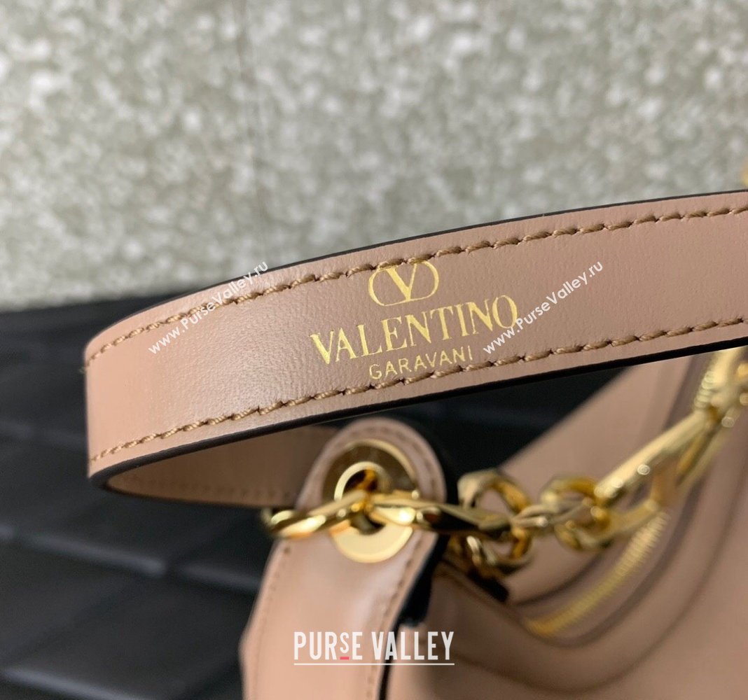 Valentino VLogo Moon Mini Hobo Bag in Nappa Leather with Chain Nude 2024 VLTN0096 (LN-240313024)
