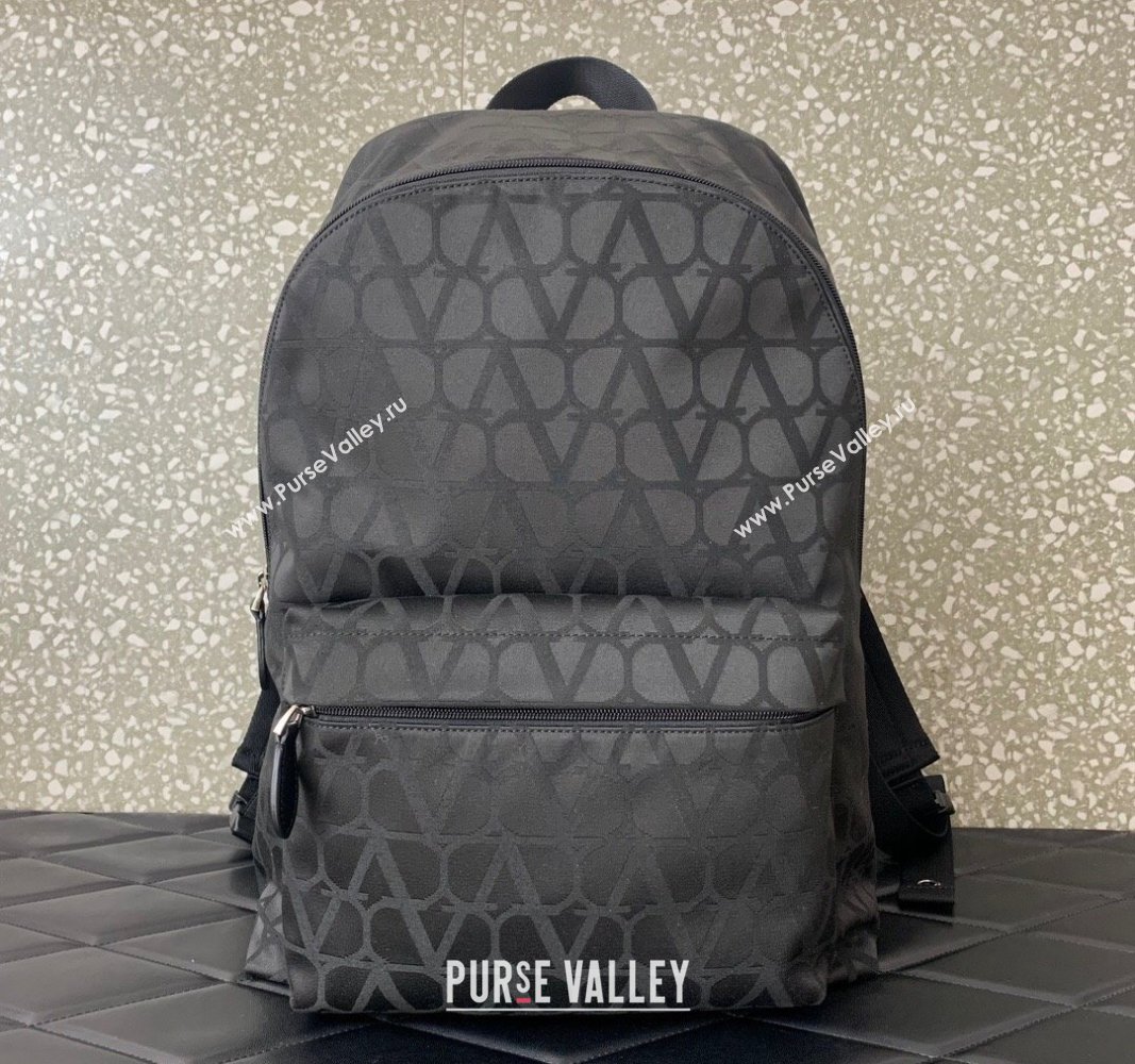 Valentino Le Troisieme Toile Iconographe Fabric Backpack bag Black 5300 2024 (LN-240313015)