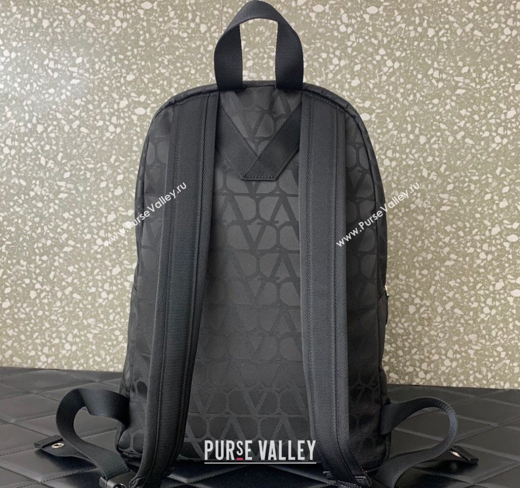 Valentino Le Troisieme Toile Iconographe Fabric Backpack bag Black 5300 2024 (LN-240313015)