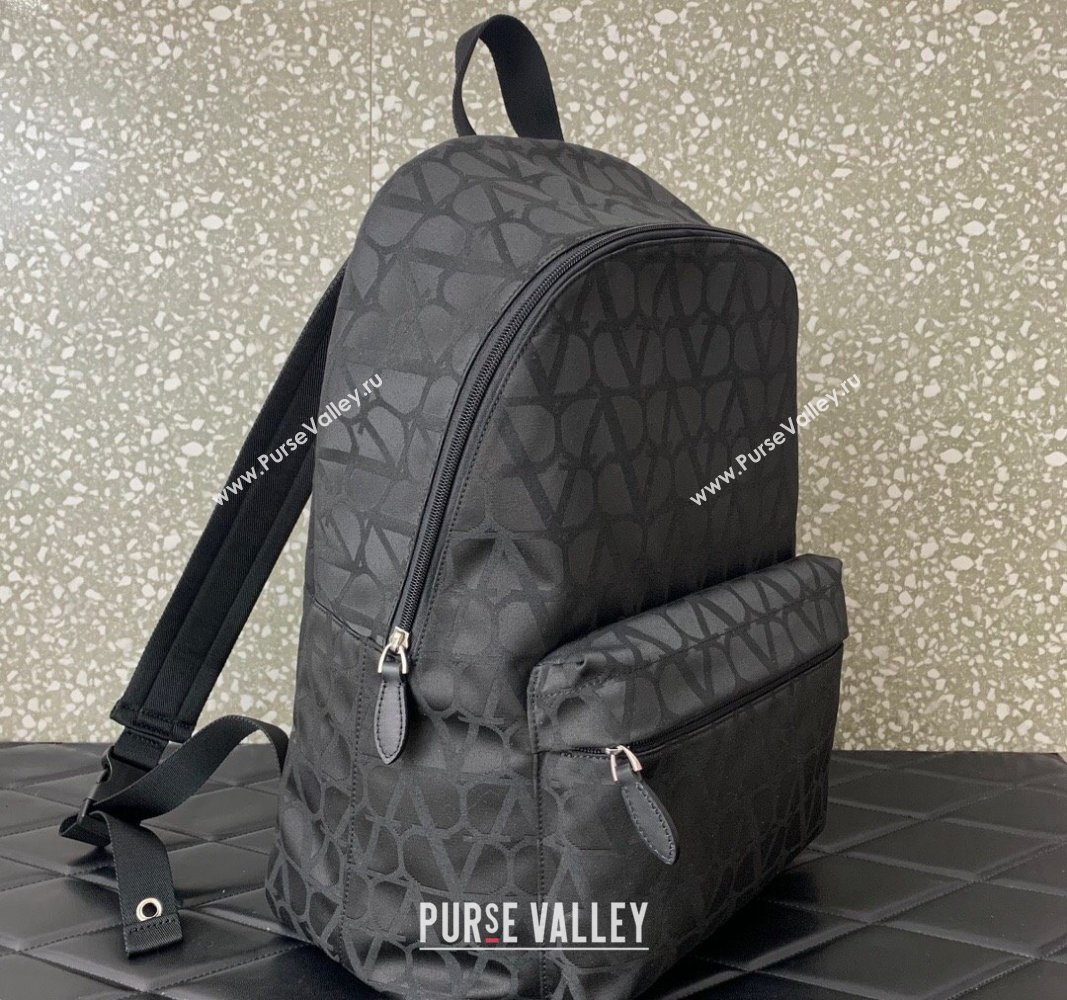 Valentino Le Troisieme Toile Iconographe Fabric Backpack bag Black 5300 2024 (LN-240313015)