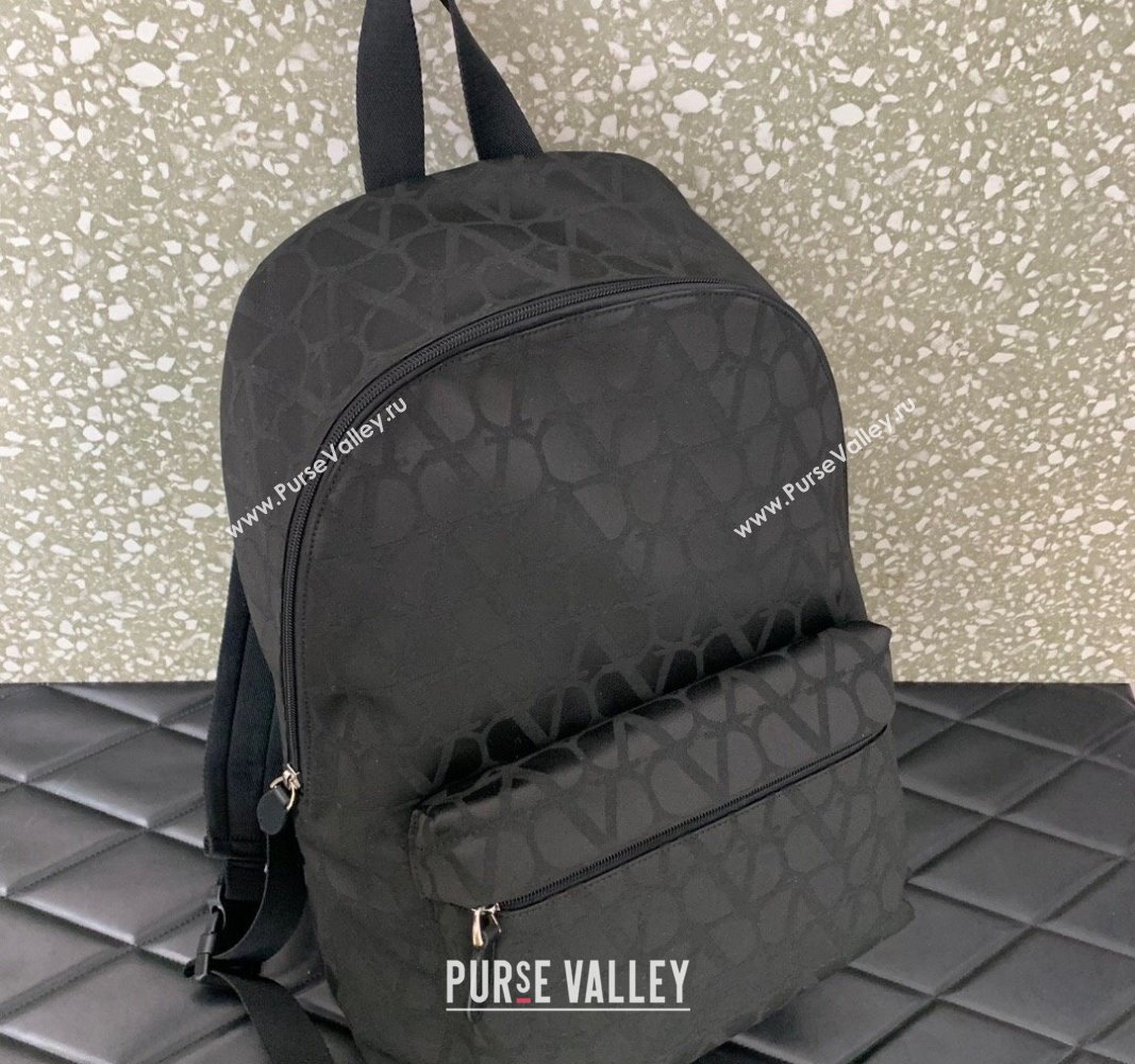 Valentino Le Troisieme Toile Iconographe Fabric Backpack bag Black 5300 2024 (LN-240313015)