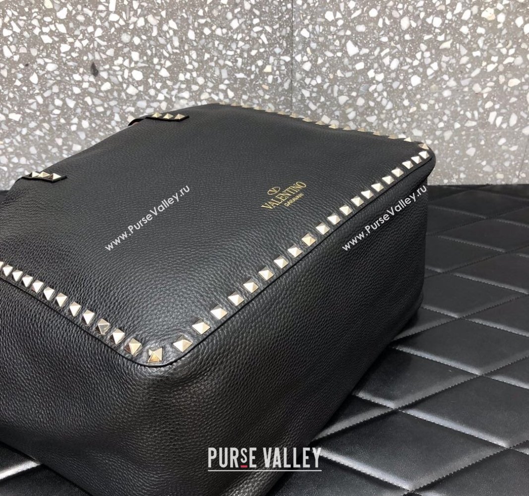 Valentino Rockstud Grainy Calfskin Reversible Tote Bag Pink/Black 2024 0077 (LN-240313030)