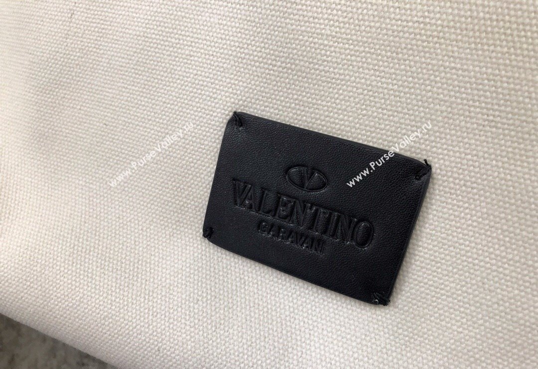 Valentino Small VLTN Print Canvas Tote Bag White/Black 2024 0978 (JD-240313031)