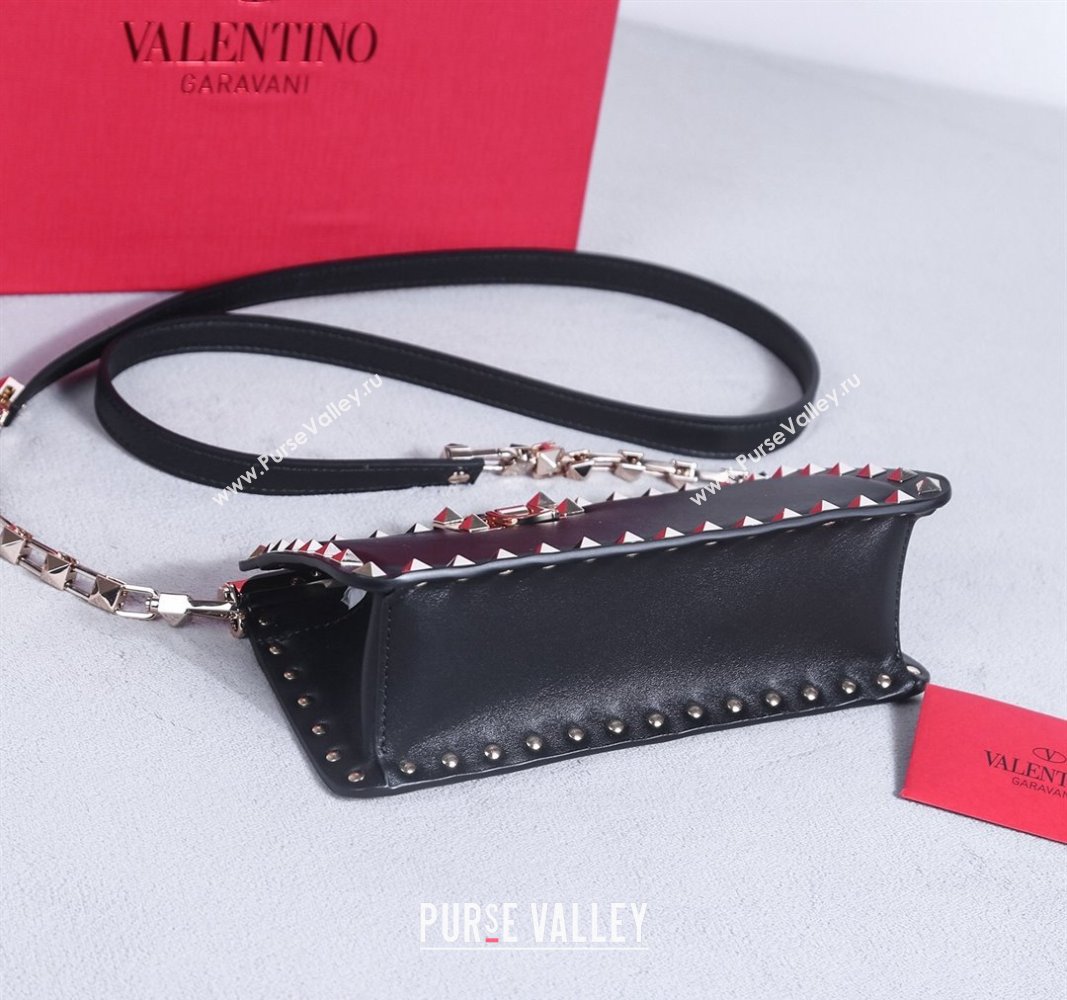 Valentino Rockstud Calfskin Clutch with Strap Black/Gold 2024 22053S (BGJ-240313036)