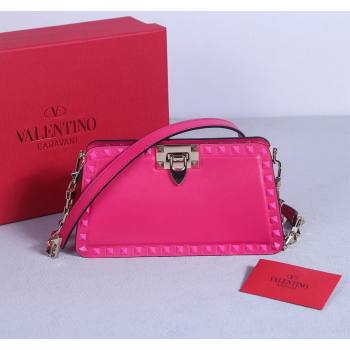 Valentino Rockstud Calfskin Clutch with Strap Pink 2024 22053S (BGJ-240313037)