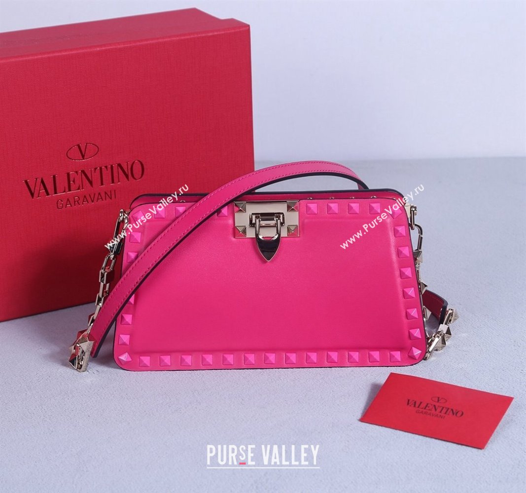 Valentino Rockstud Calfskin Clutch with Strap Pink 2024 22053S (BGJ-240313037)