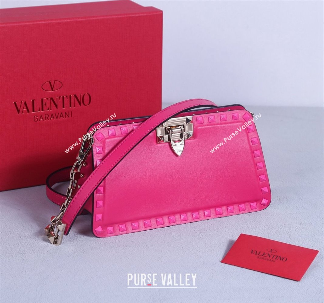 Valentino Rockstud Calfskin Clutch with Strap Pink 2024 22053S (BGJ-240313037)
