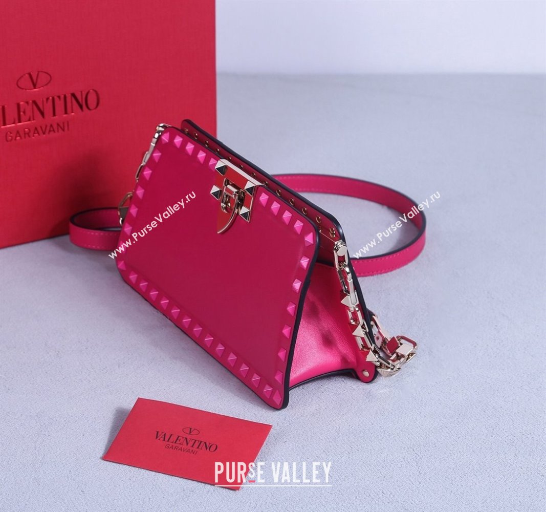 Valentino Rockstud Calfskin Clutch with Strap Pink 2024 22053S (BGJ-240313037)