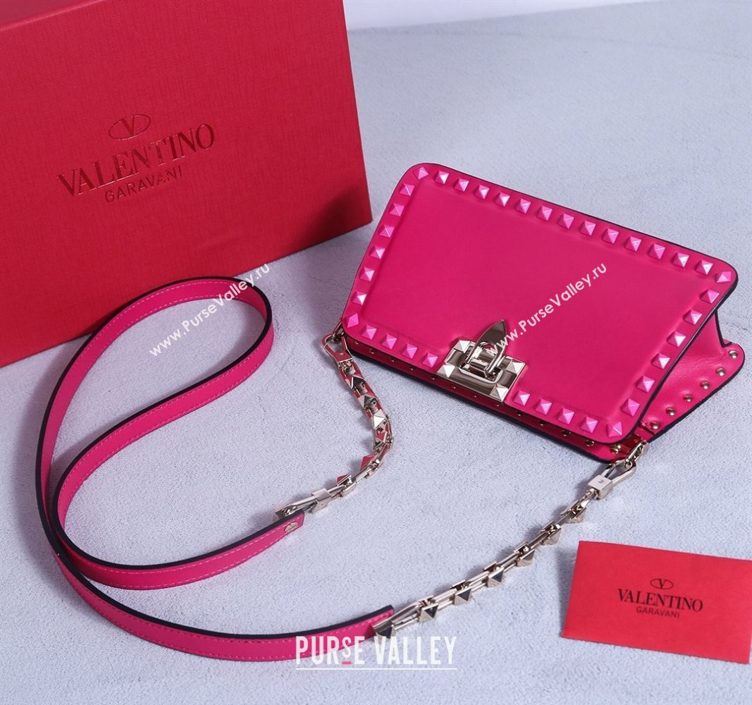 Valentino Rockstud Calfskin Clutch with Strap Pink 2024 22053S (BGJ-240313037)
