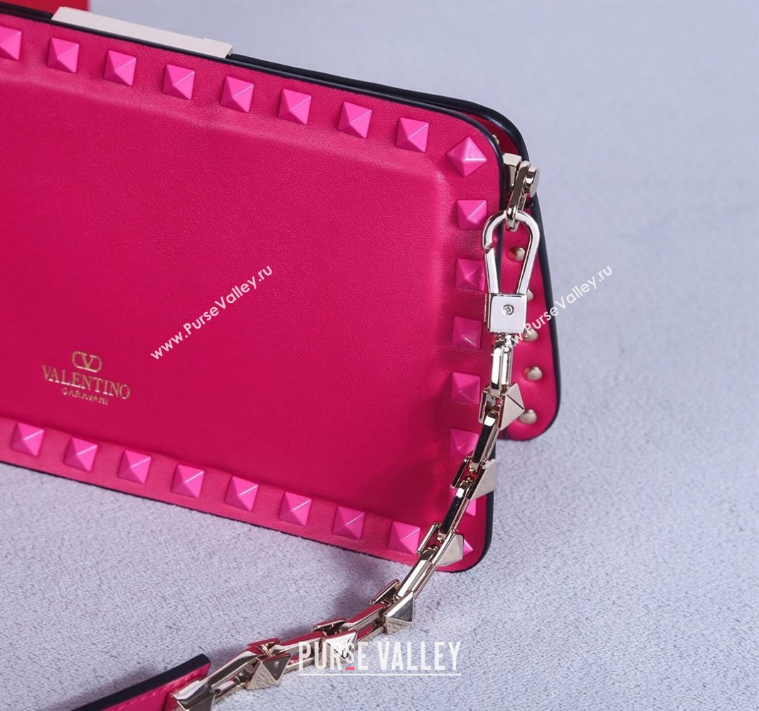 Valentino Rockstud Calfskin Clutch with Strap Pink 2024 22053S (BGJ-240313037)