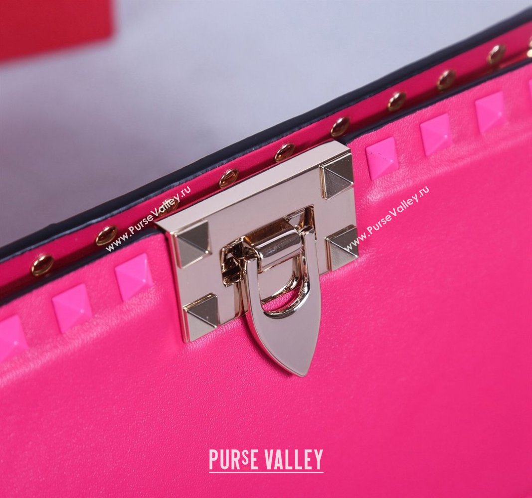 Valentino Rockstud Calfskin Clutch with Strap Pink 2024 22053S (BGJ-240313037)