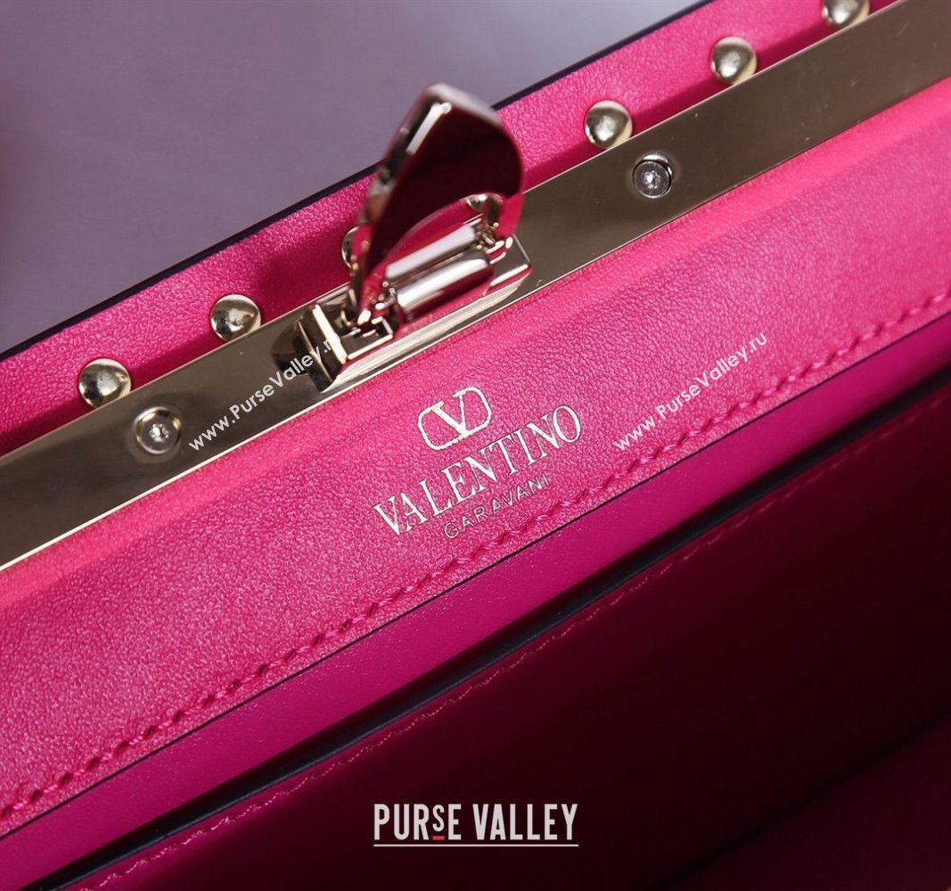 Valentino Rockstud Calfskin Clutch with Strap Pink 2024 22053S (BGJ-240313037)