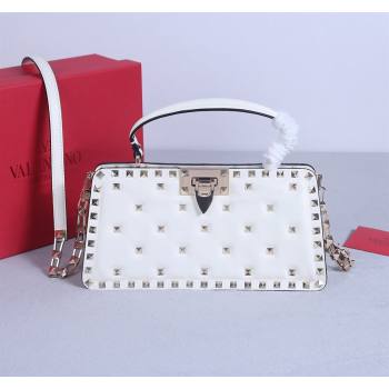 Valentino Rockstud Padded Nappa Leather Top Handle Bag White 2024 22053L (BGJ-240313039)