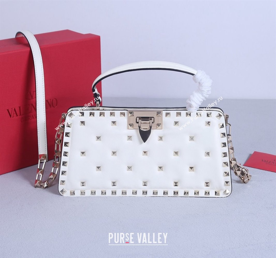 Valentino Rockstud Padded Nappa Leather Top Handle Bag White 2024 22053L (BGJ-240313039)