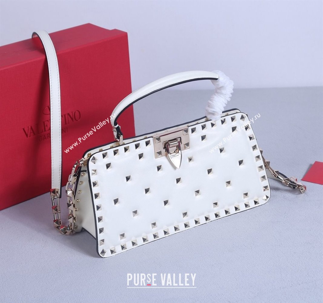 Valentino Rockstud Padded Nappa Leather Top Handle Bag White 2024 22053L (BGJ-240313039)
