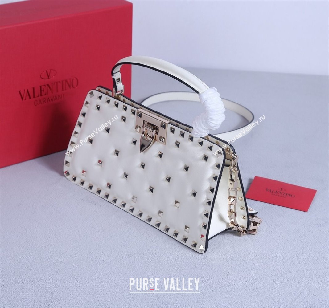Valentino Rockstud Padded Nappa Leather Top Handle Bag White 2024 22053L (BGJ-240313039)