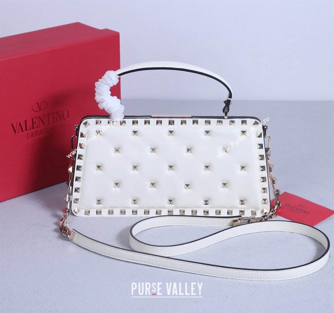 Valentino Rockstud Padded Nappa Leather Top Handle Bag White 2024 22053L (BGJ-240313039)