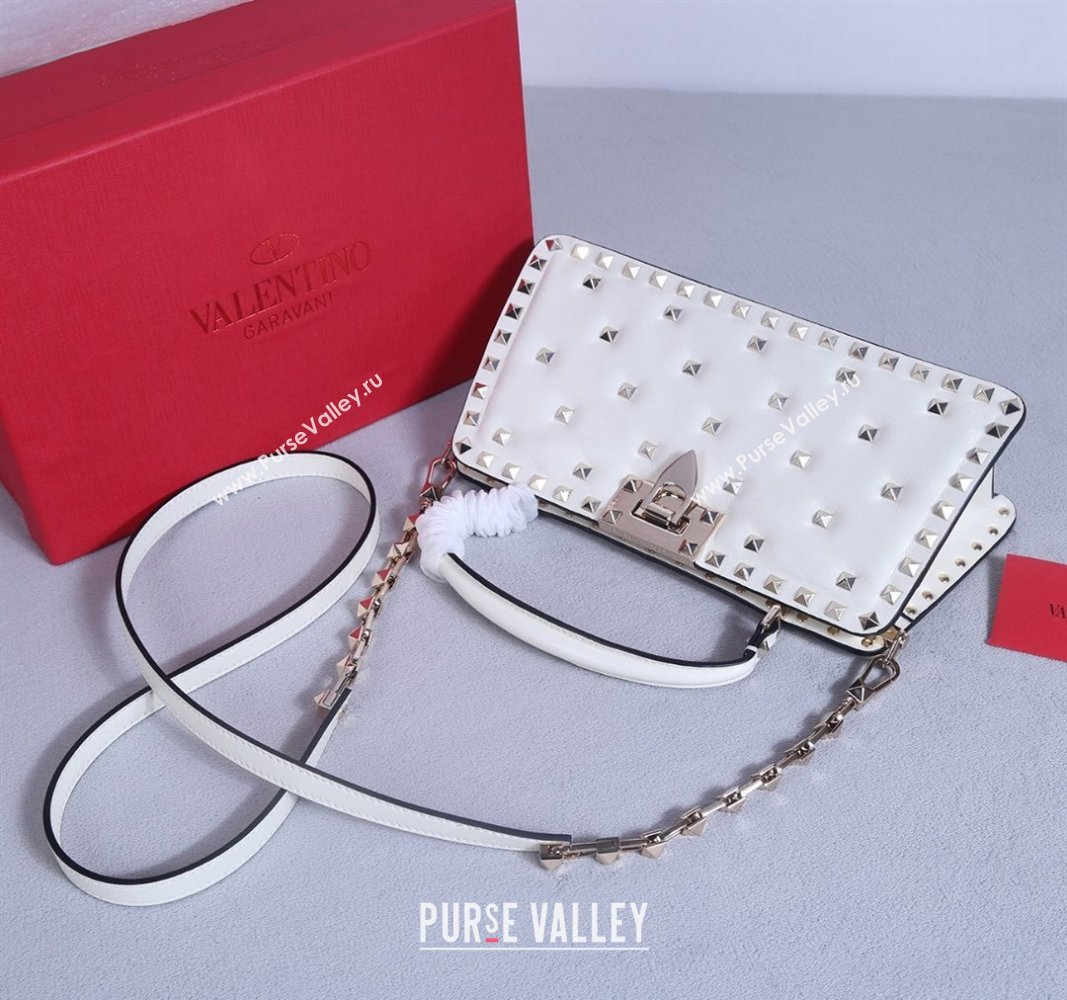 Valentino Rockstud Padded Nappa Leather Top Handle Bag White 2024 22053L (BGJ-240313039)