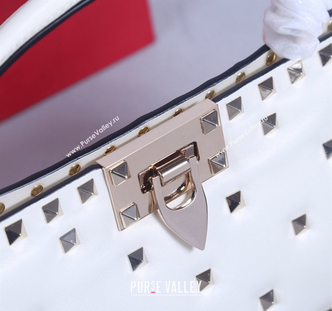 Valentino Rockstud Padded Nappa Leather Top Handle Bag White 2024 22053L (BGJ-240313039)