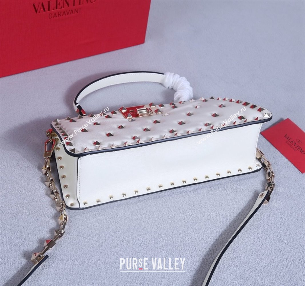 Valentino Rockstud Padded Nappa Leather Top Handle Bag White 2024 22053L (BGJ-240313039)