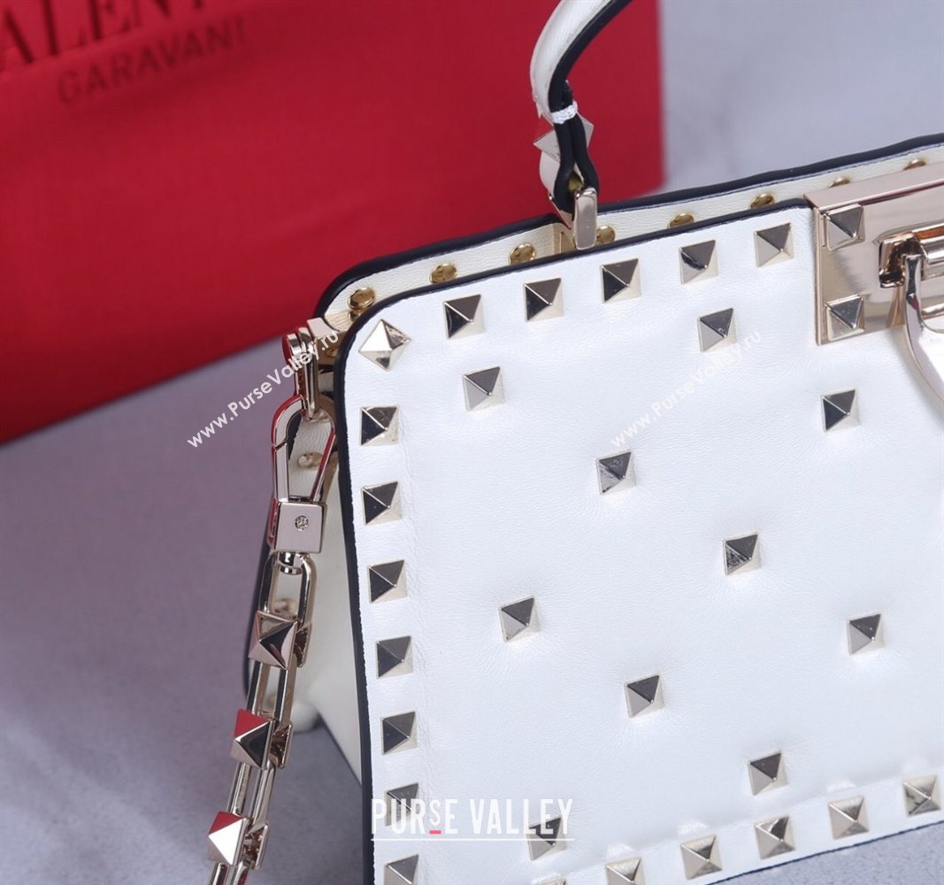Valentino Rockstud Padded Nappa Leather Top Handle Bag White 2024 22053L (BGJ-240313039)