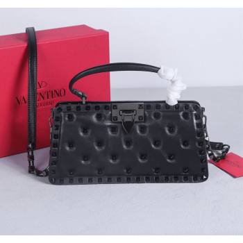 Valentino Rockstud Padded Nappa Leather Top Handle Bag Black/Gunmetal 2024 22053L (BGJ-240313040)