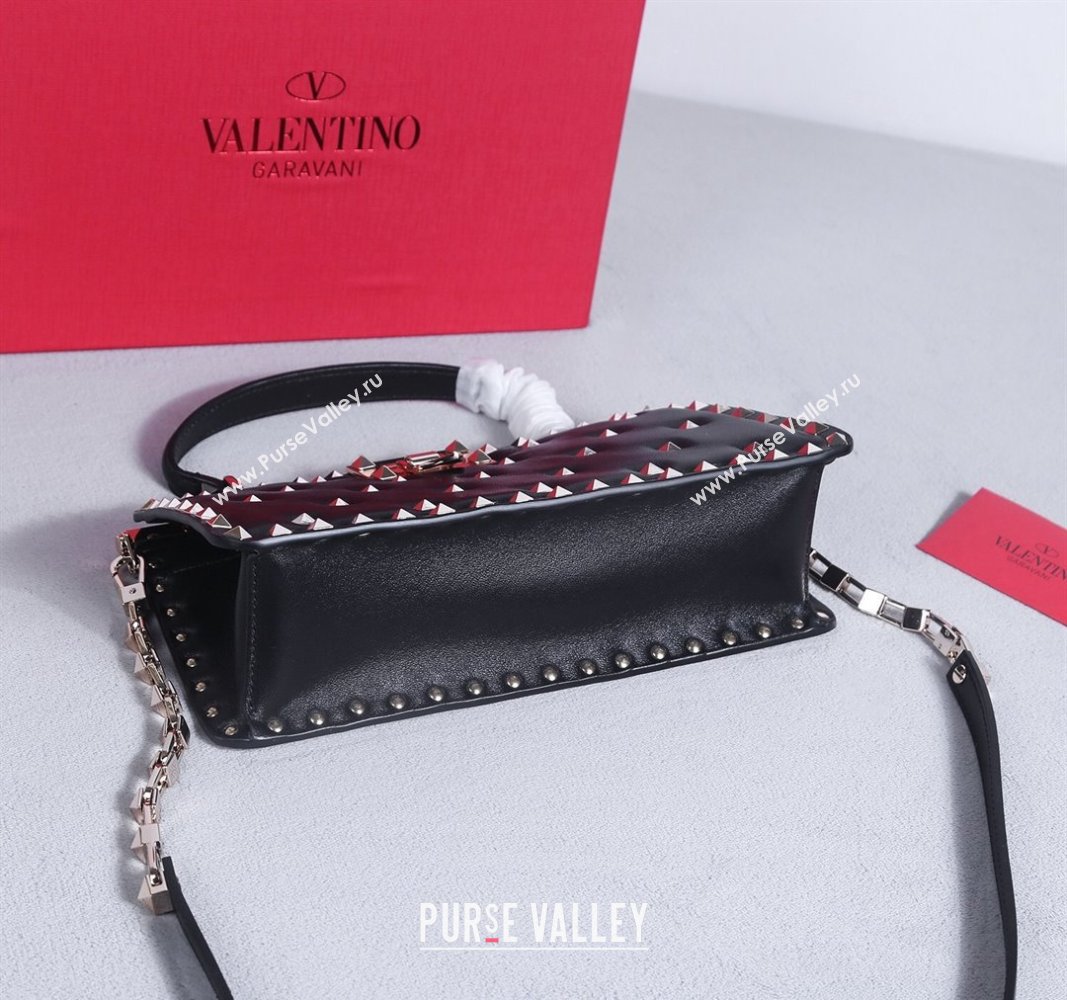 Valentino Rockstud Padded Nappa Leather Top Handle Bag Black/Gold 2024 22053L (BGJ-240313042)