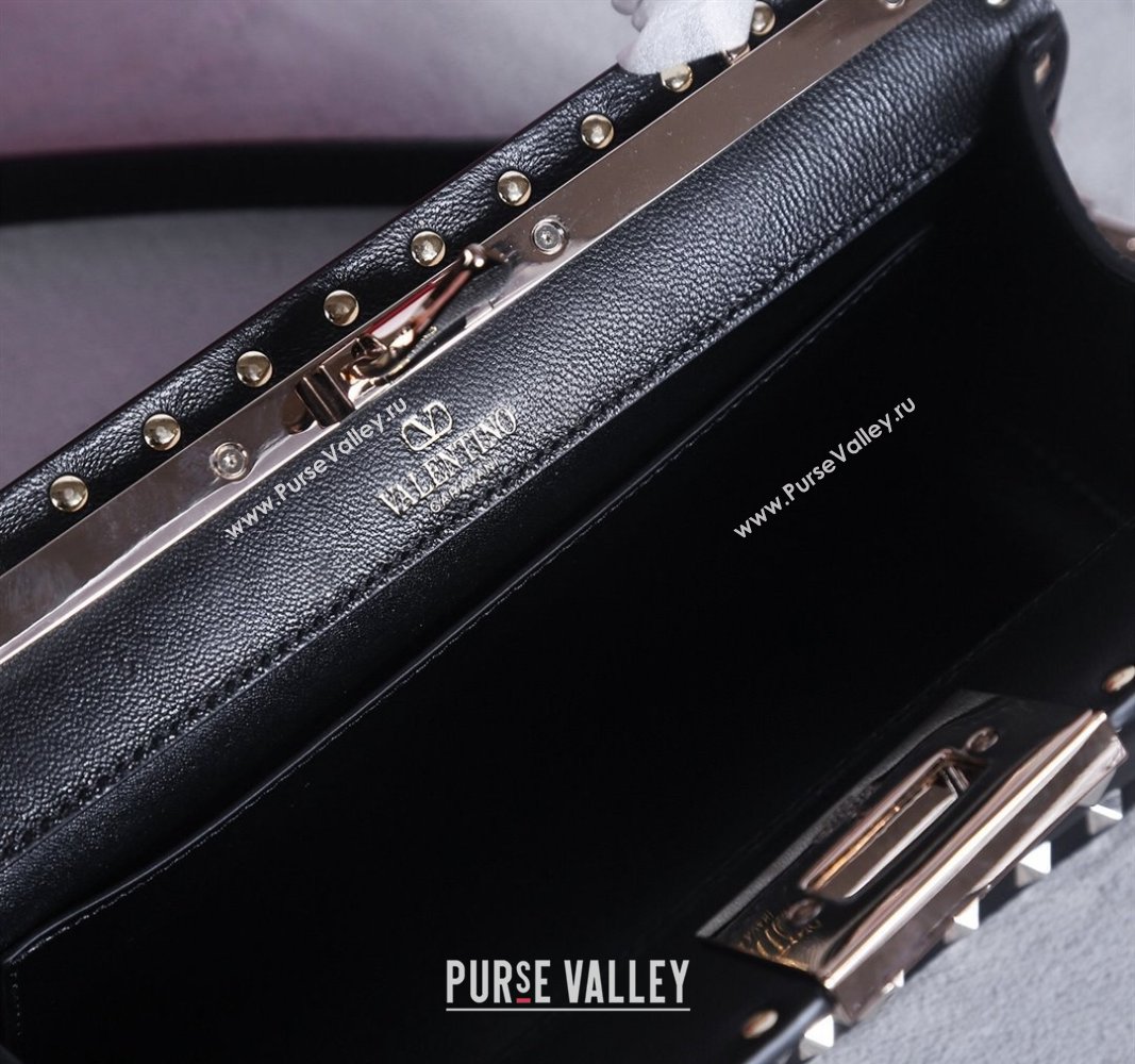 Valentino Rockstud Padded Nappa Leather Top Handle Bag Black/Gold 2024 22053L (BGJ-240313042)