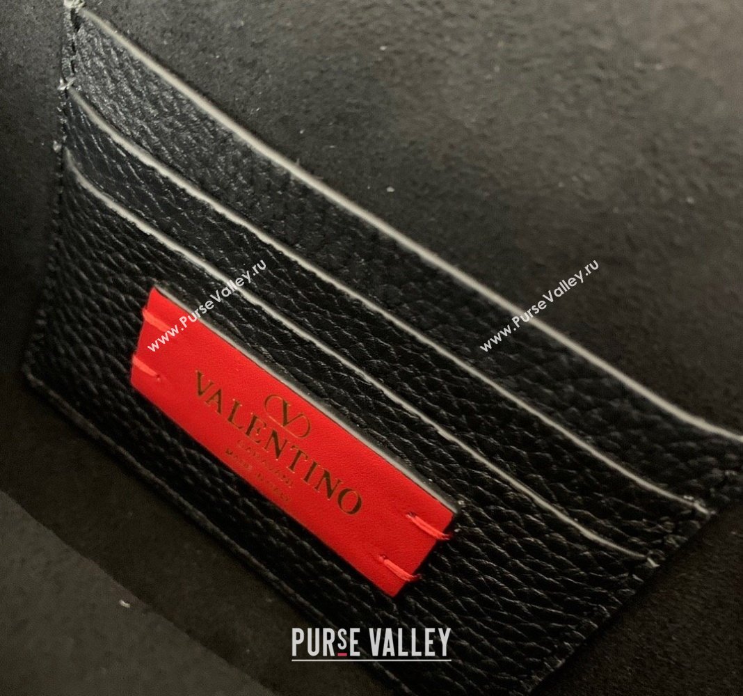 Valentino Rockstud Grainy Calfskin Mini Top Handle Bag Black 2024 0345 (LN-240313019)