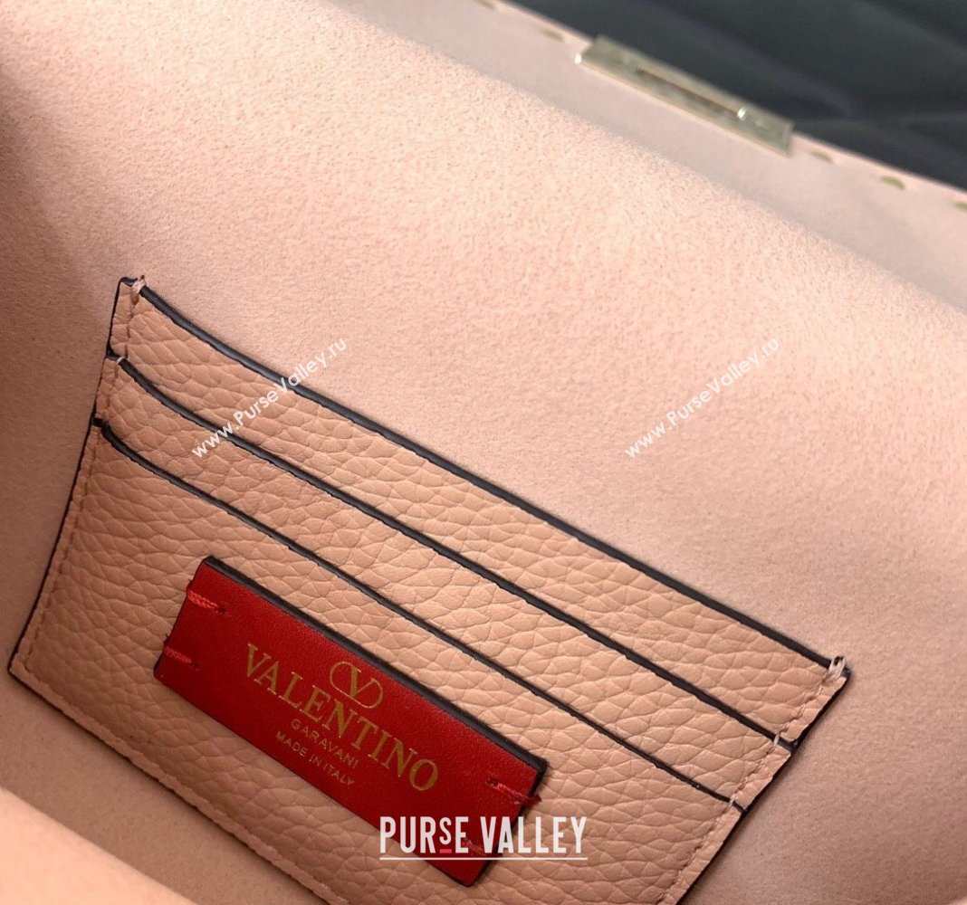 Valentino Rockstud Grainy Calfskin Mini Top Handle Bag Nude 2024 0345 (LN-240313020)