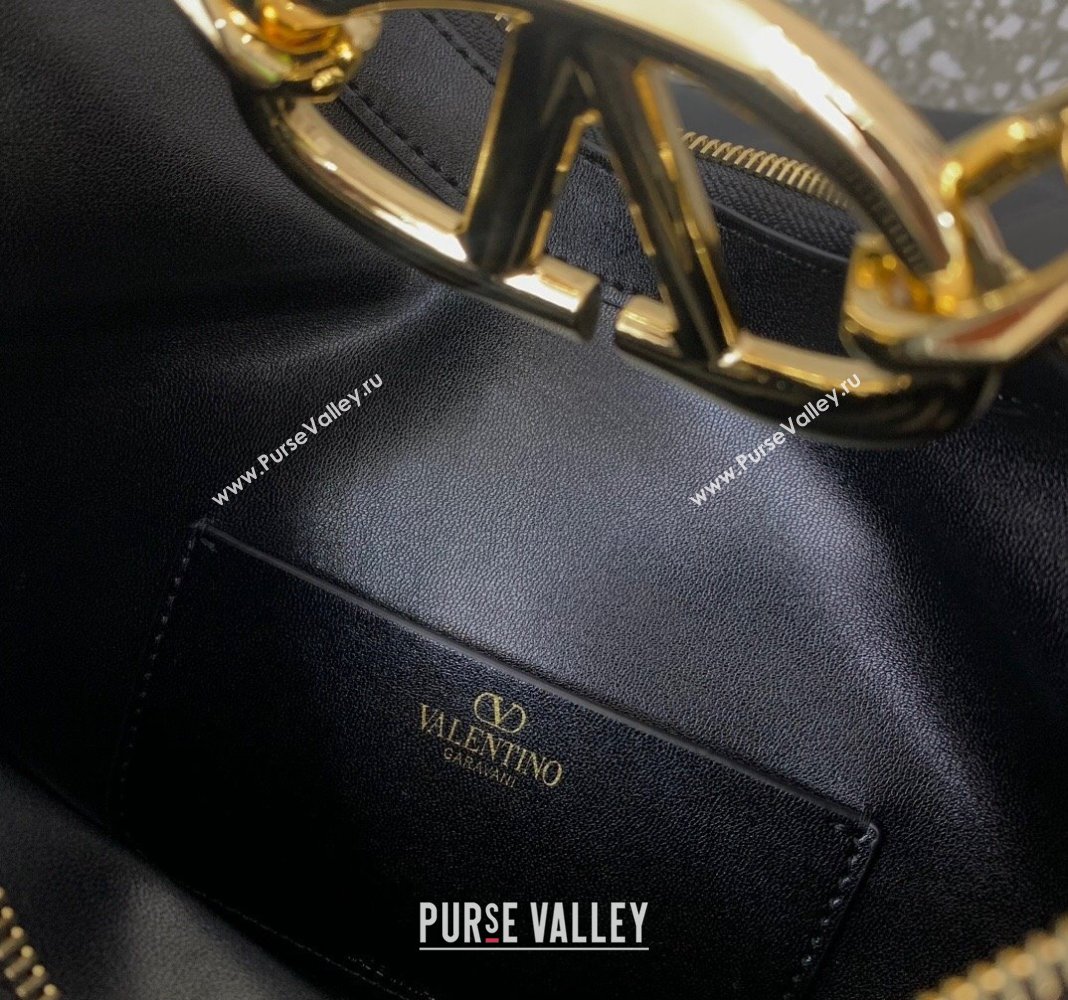 Valentino VLogo Moon Mini Hobo Bag in Nappa Leather with Chain Black 2024 VLTN0096 (LN-240313022)