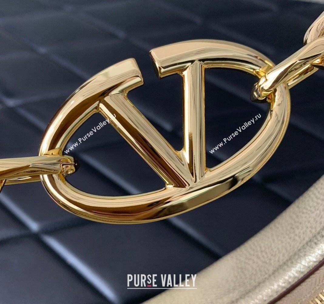 Valentino VLogo Moon Mini Hobo Bag in Nappa Leather with Chain Gold 2024 VLTN0096 (LN-240313023)