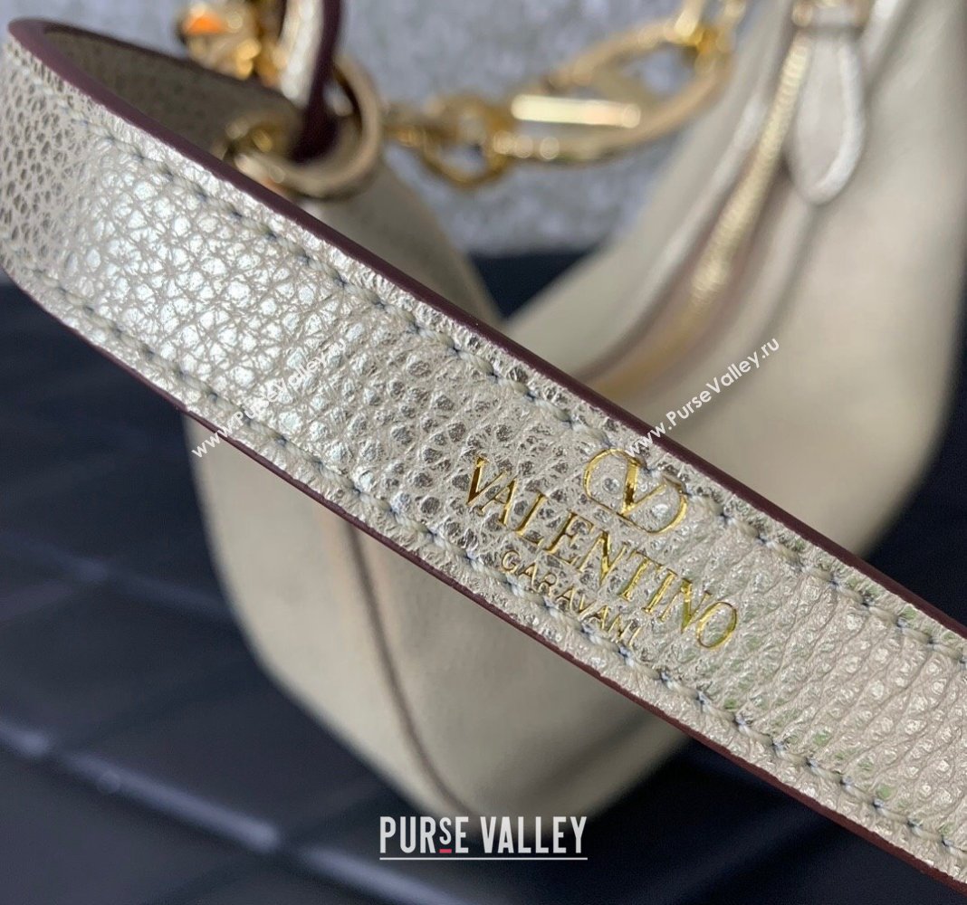 Valentino VLogo Moon Mini Hobo Bag in Nappa Leather with Chain Gold 2024 VLTN0096 (LN-240313023)