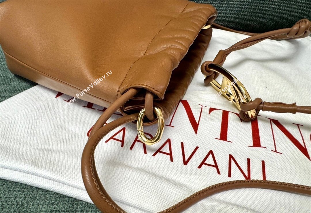 Valentino Vlogo Pouf Nappa Leather Mini Bucket Bag Brown 2024 0501S (JD-240417024)
