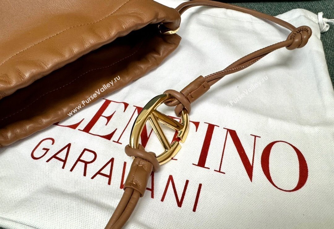 Valentino Vlogo Pouf Nappa Leather Mini Bucket Bag Brown 2024 0501S (JD-240417024)