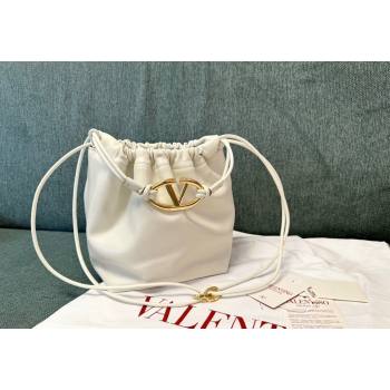 Valentino Vlogo Pouf Nappa Leather Small Bucket Bag White 2024 0501S (JD-240417026)