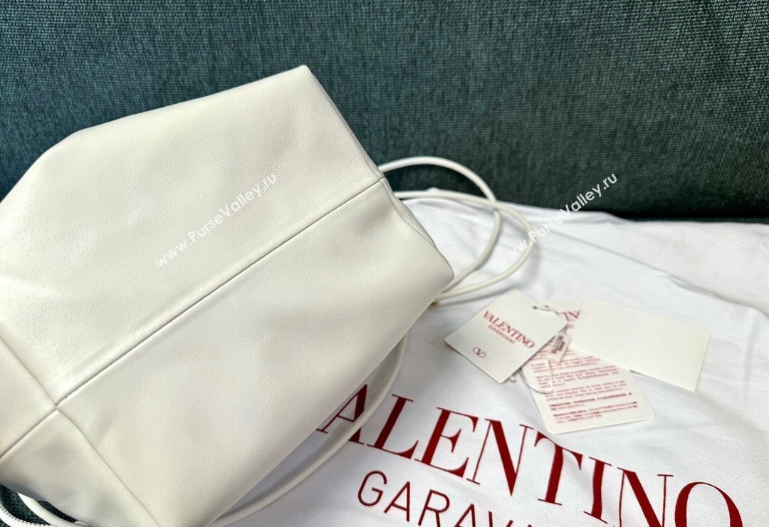 Valentino Vlogo Pouf Nappa Leather Small Bucket Bag White 2024 0501S (JD-240417026)