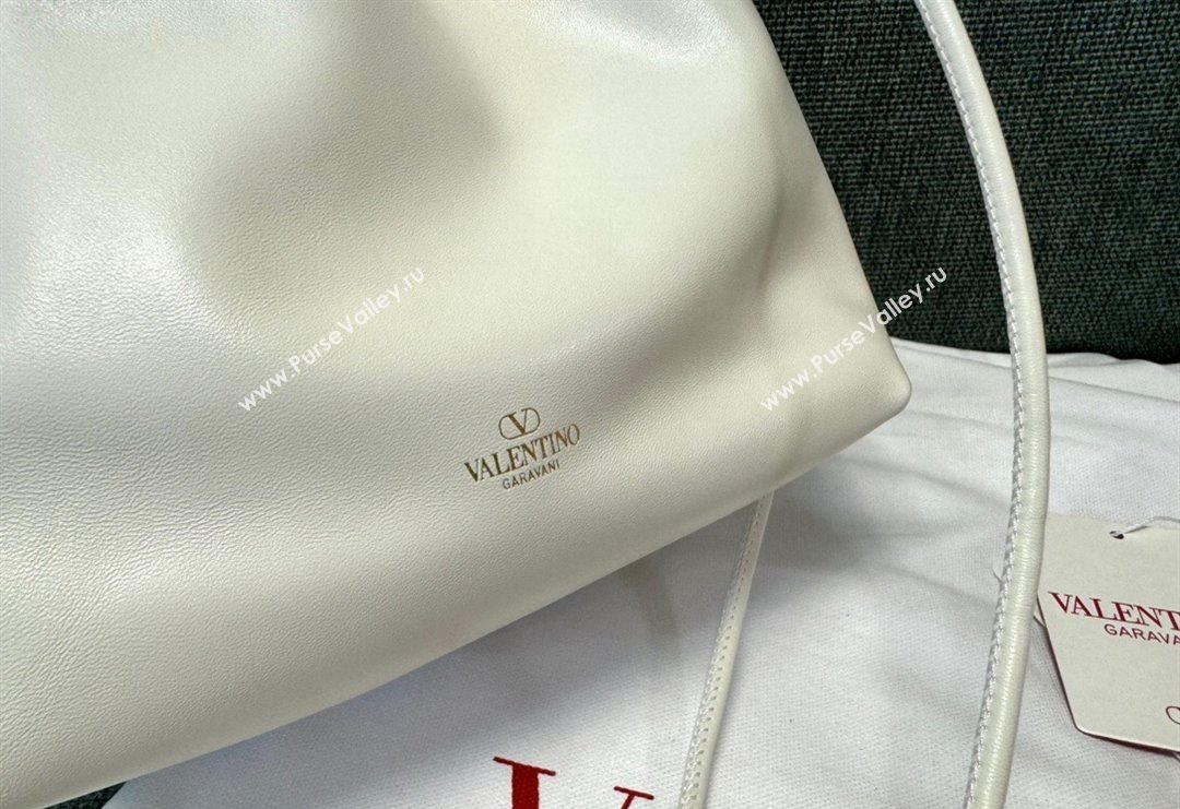 Valentino Vlogo Pouf Nappa Leather Small Bucket Bag White 2024 0501S (JD-240417026)