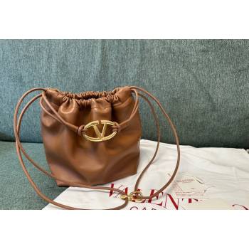 ValenValentino Vlogo Pouf Nappa Leather Small Bucket Bag Brown 2024 0501S (JD-240417027)