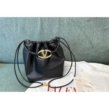 Valentino Vlogo Pouf Nappa Leather Small Bucket Bag Black 2024 0501S (JD-240417028)