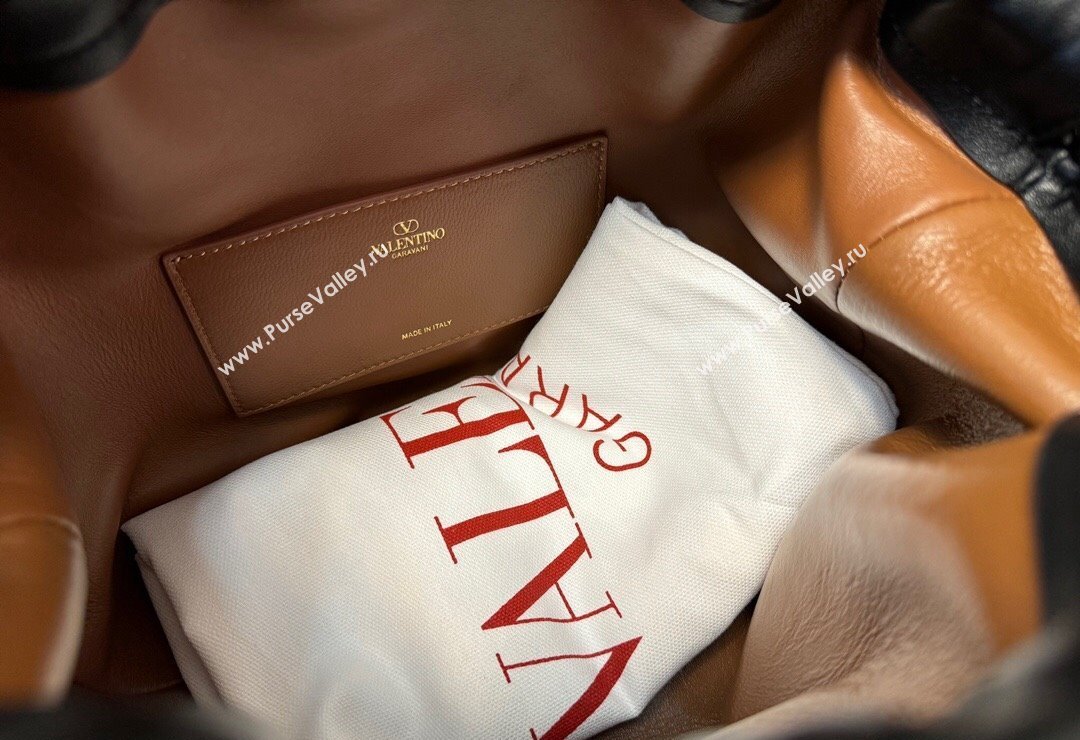 Valentino Vlogo Pouf Nappa Leather Small Bucket Bag Black 2024 0501S (JD-240417028)